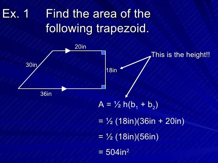 Areas of trapezoids rhombuses and kites