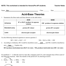 Acids/bases & ph worksheet answer key