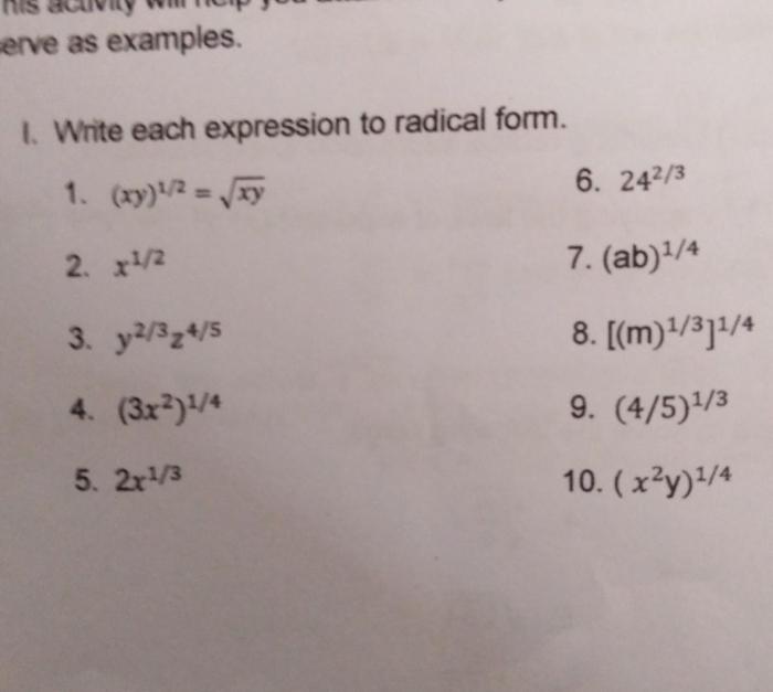 Radical functions and rational exponents unit test part 1